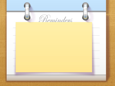 Reminders binder card design illustration paper post it rings ui web wood