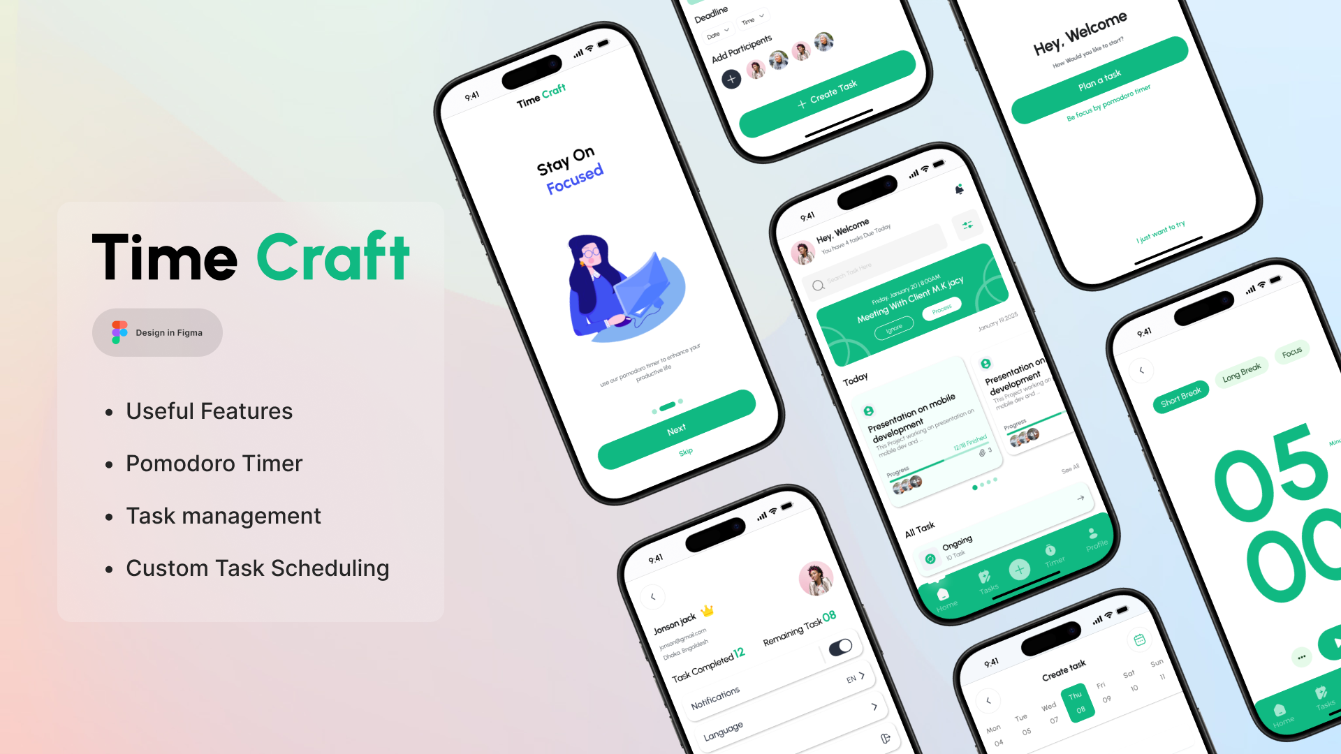 Time Craft APP UI Design branding graphic design motion graphics ui ux