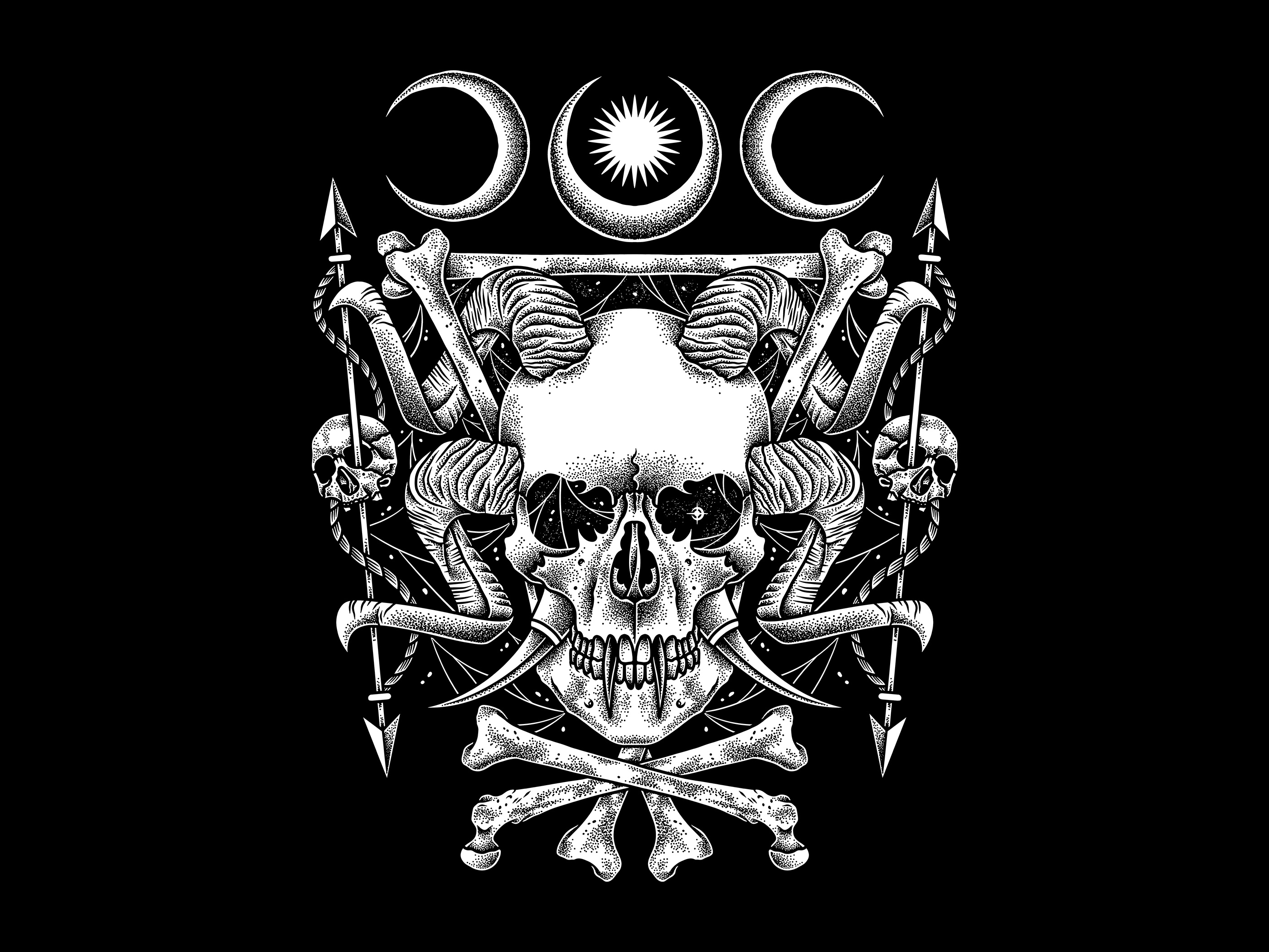 Triangle apparel artwork clothing darkart digitalart dotwork drawing illustration pointillism skull stippling teesdesign