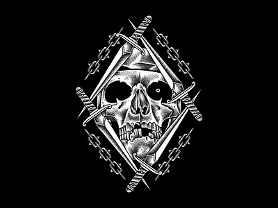 BLADES apparel artwork clothing darkart digitalart dotwork drawing illustration pointillis skull stippling teesdesign