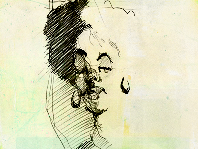 Sketch Foxy Lady doodle linear pen and ink sketch woman