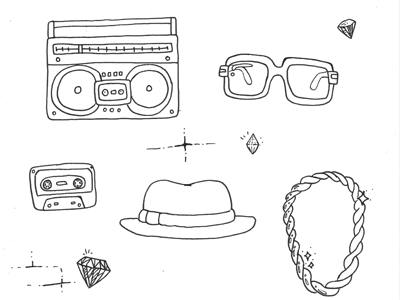 run dmc I boom box cassett doodle glasses music rap rundmc