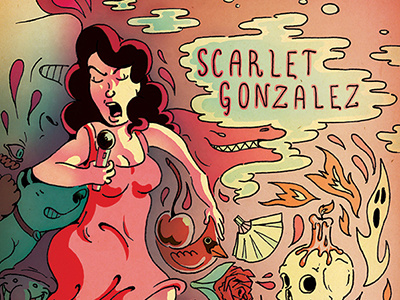 Scarlet Gonzalez Press Kit Cover candle cardinal cherry cool cover dog dope dragon fire funky ghost gnome illustration musician press kit red rose scarlet scarlet gonzalez singer skull smoke teardrop trippy