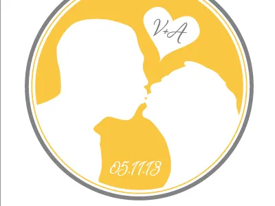 V + A save the date silhouette vector wedding