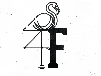 F animal alphabet project bird f flamingo geometri illustration letters