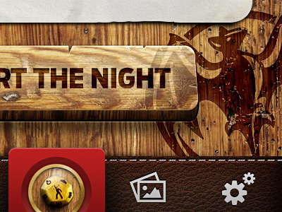 Wooden Button app bar debut design fabric interface ios iphone leather red retina stitching tab texture ui wood