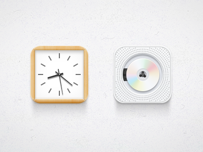 Muji clock & cdplayer clock icons muji player