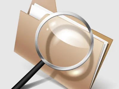 Search Files Icon 3d folder lens loupe magnifier realistic search files icon tutorial vector