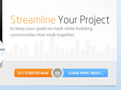 Streamline blue buttons cta graph hero orange