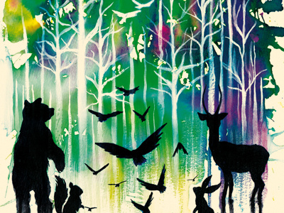 Animals In Wonderland ecoline tshirt watercolor