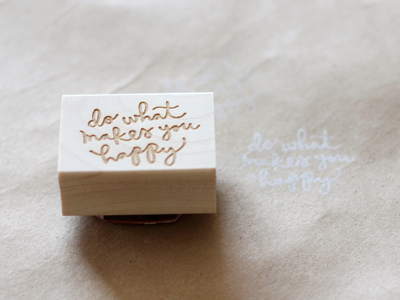 do what makes you happy hand drawn quote rubber stamp type