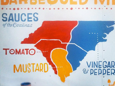 Sauces of the Carolinas bar b que barbecue bbq bbq sauce carolina map mustard north carolina south carolina tomato vinegar