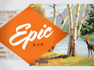 Epic 2 bar deer epic health orange outdoors script watercolor