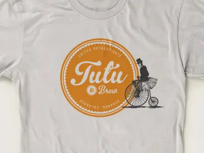 Tutu to Brew bicycle illustration screenprinting shirt switch
