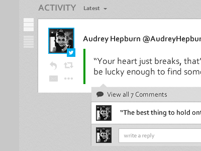 Activity Log activity comments form log profile social twitter