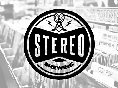 Stereo Brewing Logo beer bold bolt branding brewery brewing clean lightning lightning bolt logo retro seal simple sound stereo vintage