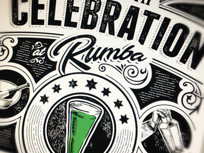 Birthday Celebration Invite americana art bar tending branding castle derrick derrick castle design drawing graphic design illustration invitation invite mixology nashville nashvillemafia rumba straw castle typography