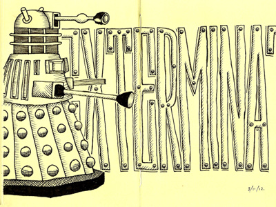 Exterminate dr. who illustration lettering micron moleskine typography