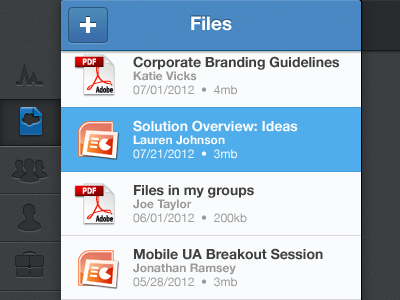 Files UI blue dark ios ipad nav salesforce