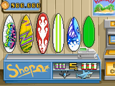 Surfing Tsunami Shop game pixel art pixel art