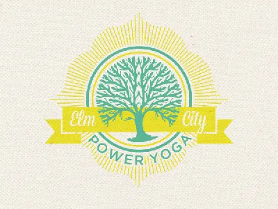 Elm City Power Yoga banner canvas fabric gotham logo modern tree yoga