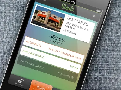 Stealz App app bojangles colorful depth flat gradient interface ios subtle ui
