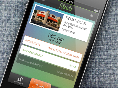 Stealz App app bojangles colorful depth flat gradient interface ios subtle ui