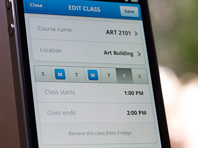 Edit Class iPhone UI (Mobile Design) class collective collective ray collectiveray edit interface iphone mobile ray schedule ui