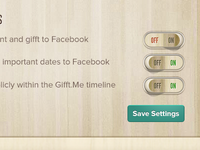 User Settings app application clean icons interface ios switch toggle ui web wood grain
