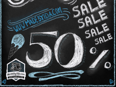 It's Summer Sale Time blackboard chalk illustration summer sale