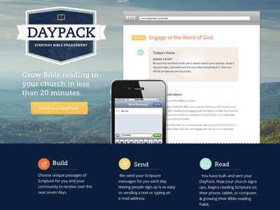 Landing Page - Revised app badge landing page large image mountains web design