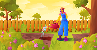 Garden flat illustration 2d art character character design countryside flat design flat illustration garden graphic design illustration inkscape