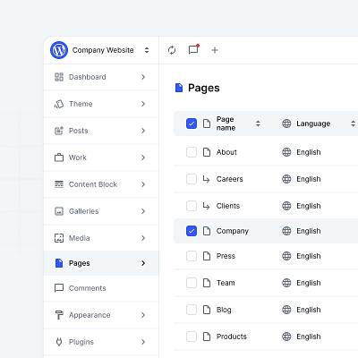 WordPress Pages Table Redesign backend dashboard design research ui ux wordpress