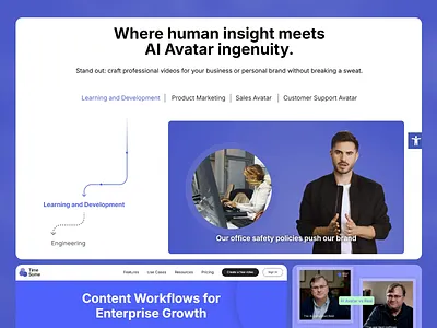 AI Avatar Video Platform ai avatar ai platform blue themed ui brand development clean design content content workflows dynamic content interactive design marketing tool modern interface motion graphics personal branding platform ui design ux design ux ui uxui design video dreator workflow