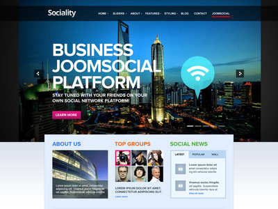 Sociality Joomla Template awesome business corporate creative fancy fashion jomsocial joomla modern multi network photography portfolio premium purpose social unique