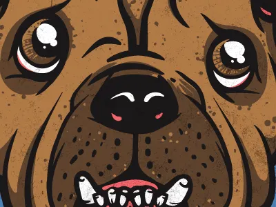 Bulldawg Love brown bulldog dog drool illustration pink teeth white