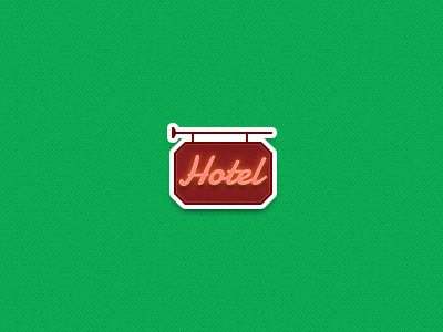 Hotel Icon app application brown green hotel icon icons ios iphone neon sign sign plate