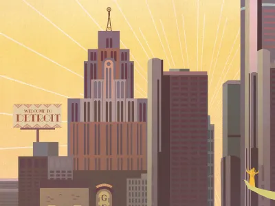 Art Deco Save-the-date art deco detroit save the date wedding stationery