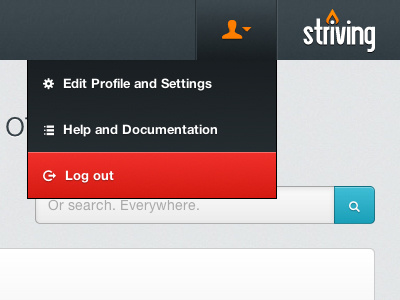 Striving Dropdown blue dropdown menu profile striving ui ux