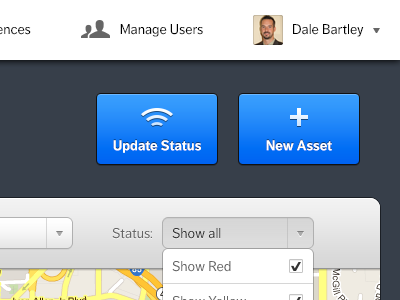 Status UI buttons dropdown gradient icons map tom ui