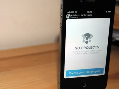 Project tracker app blue bright button clean design ios project simple slick traker white