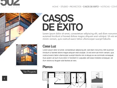 W502 architect clean minimal projects studio thypography triangle website white