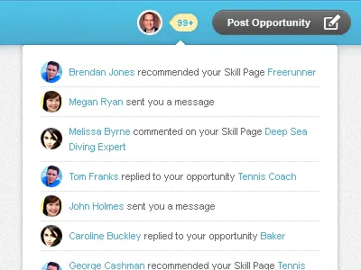 SkillPages Notifications Drop-down alert alerts black button button circle circle profile photo clean crisp dotted line drop down icon menu notifications pages skill