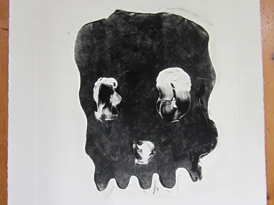 Skull Monotype bw monoprint monotype print printmaking