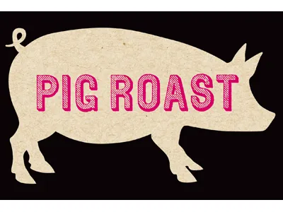 Pig Roast Postcard Front design illustration pork postcard