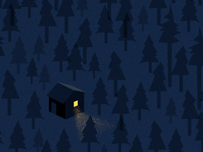 Hut blue dark forest home hut illustration isolation light night shack solitary window woods