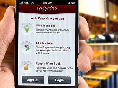 Welcome screen app design easyvino hand hand holding holding ios iphone screen welcome wine