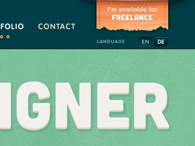 Navigation banner button freelande header illustration interface menu navigation orange ribbon stitches texture type typography ui