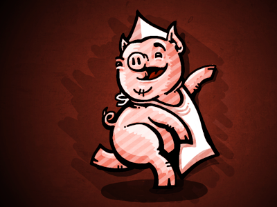 Run Piggy Run butcher illustration ipad pig