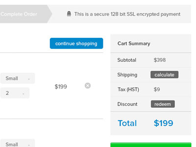 Cart Summary checkout e commerce proxima nova wip